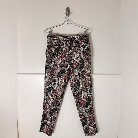 Anthropologie Maeve Jacquard Floral Metallic Slim Trousers - Picture 9 of 12